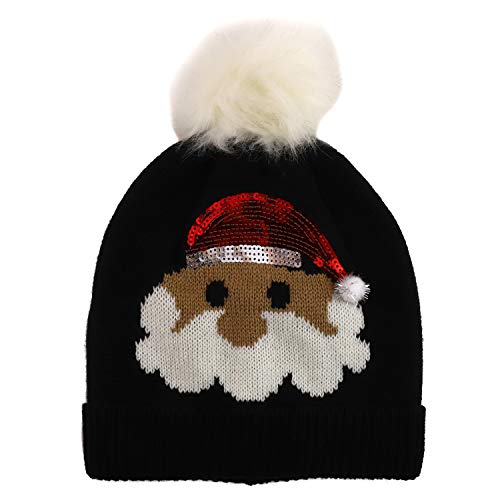 Trendy Apparel Shop Christmas Themed Funny Ugly Holiday Pom Knit Beanie Hats