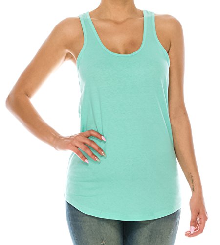 Trendy Apparel Shop Plain Racerback Scallop Bottom Tank Top