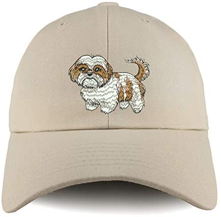 Trendy Apparel Shop Shih Tzu Dog Embroidered Low Profile Soft Cotton Dad Hat Cap