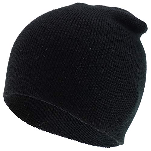 Trendy Apparel Shop Made in USA Plain Acrylic Winter Knit Short Winter Beanie