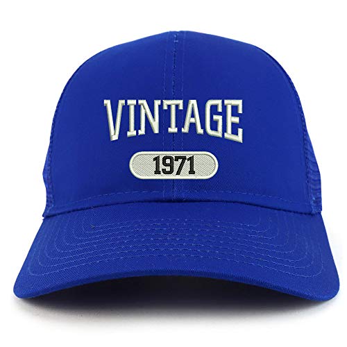 Trendy Apparel Shop Vintage 1971 Embroidered 50th Birthday High Profile High Profile Trucker Mesh Cap