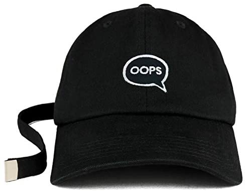 Trendy Apparel Shop Oops Patch Unstructured Extra Long Strap Dad Hat