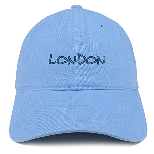 Trendy Apparel Shop London Text Embroidered Soft Crown 100% Brushed Cotton Cap