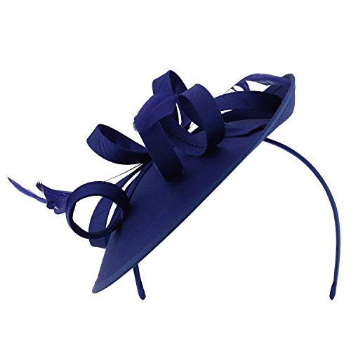 Trendy Apparel Shop Ladies Satin Fascinator with Feathers and Loop Bands