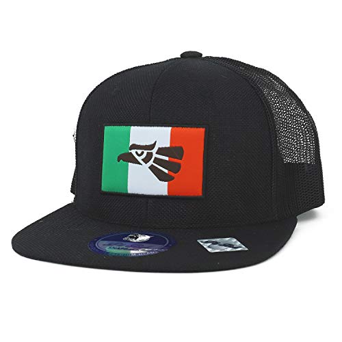 Trendy Apparel Shop Hecho Eagle Mexico Flag Mesh Trucker Linen Snapback Cap