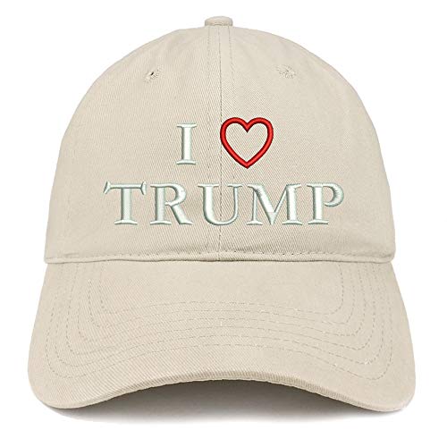 Trendy Apparel Shop I Love Heart Trump Embroidered Soft Crown 100% Brushed Cotton Cap