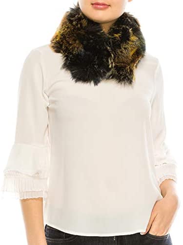 Trendy Apparel Shop Faux Fur Scarf with Magnetic Snap Closure