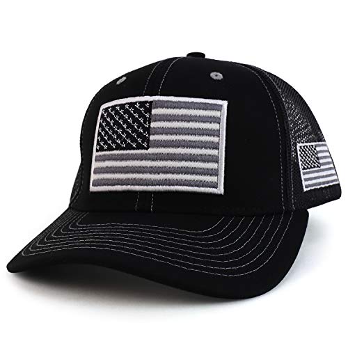 Trendy Apparel Shop 3D USA Flag Embroidered Structured Snapback Mesh Back Cap