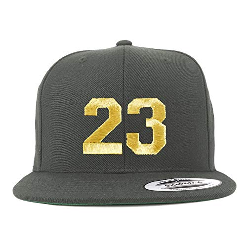 Trendy Apparel Shop Number 23 Gold Thread Flat Bill Snapback Baseball Cap