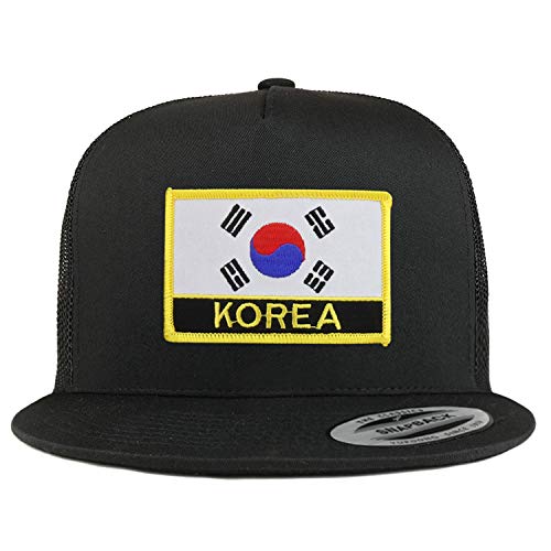 Trendy Apparel Shop Flexfit XXL Korea Flag 5 Panel Flatbill Trucker Mesh Snapback Cap