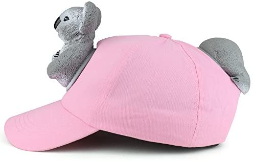 Trendy Apparel Shop 3D Koala Front and Back Funny Animal Costume Baseball Cap- Pink