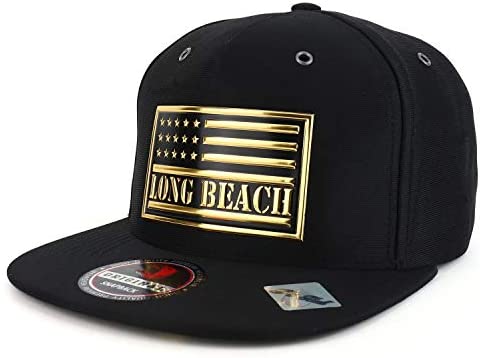 Trendy Apparel Shop High Frequency Long Beach USA Flag Scuba Snapback Cap