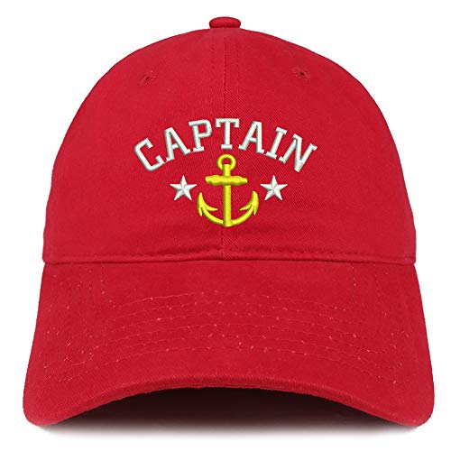 Trendy Apparel Shop Captain Embroidered Soft Crown 100% Brushed Cotton Cap