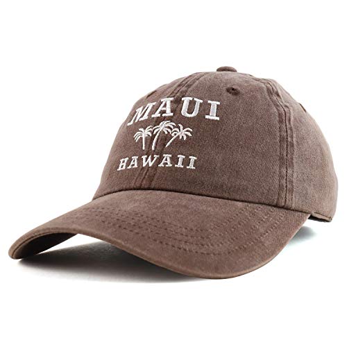 Trendy Apparel Shop Maui Hawaii with Palm Tree Embroidered Unstructured Baseball Cap