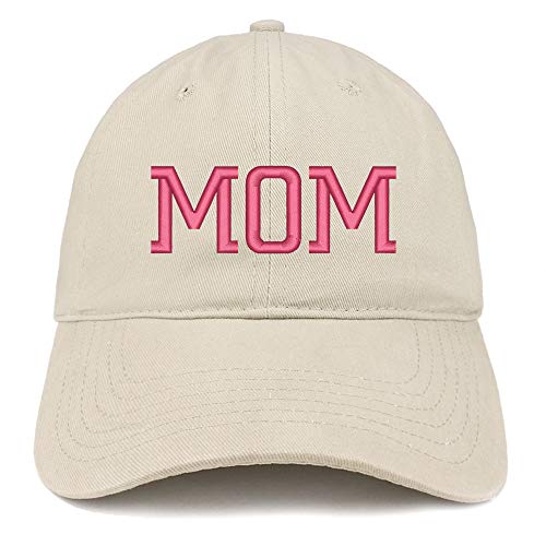 Trendy Apparel Shop Mom Pink Embroidered Soft Crown 100% Brushed Cotton Cap