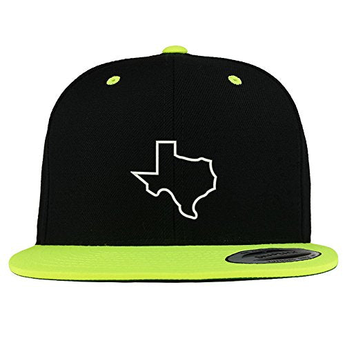Trendy Apparel Shop Texas State Outline Embroidered Premium 2-Tone Flat Bill Snapback Cap