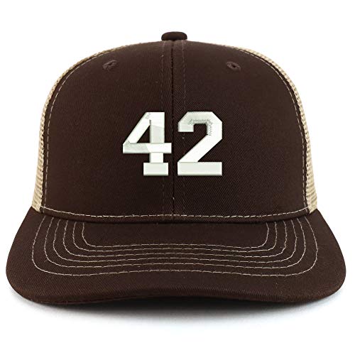 Trendy Apparel Shop Number 42 Collegiate Varsity Two Tone Trucker Baseball Cap