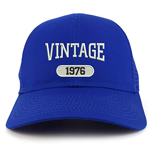 Trendy Apparel Shop Vintage 1976 Embroidered 45th Birthday High Profile High Profile Trucker Mesh Cap