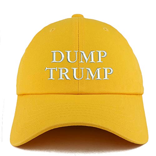 Trendy Apparel Shop Dump Trump Embroidered Solid Adjustable Unstructured Hat