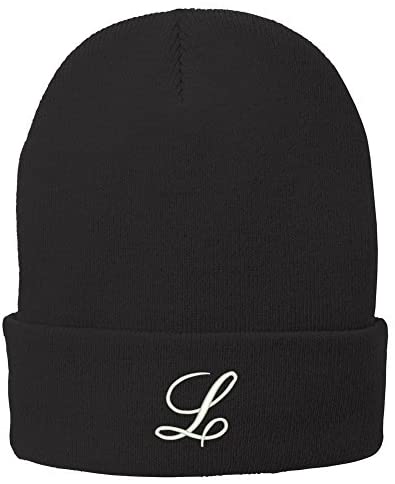 Trendy Apparel Shop Letter L Embroidered Winter Knitted Long Beanie