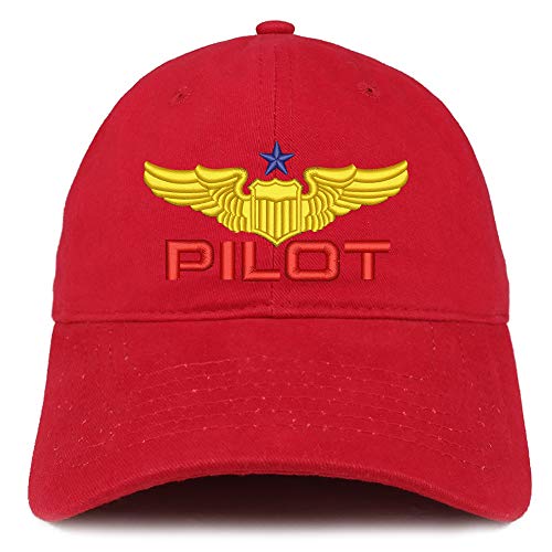 Trendy Apparel Shop Pilot Embroidered Soft Crown 100% Brushed Cotton Cap