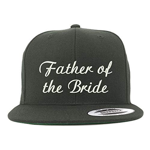 Trendy Apparel Shop Flexfit XXL Father of The Bride Embroidered Structured Flatbill Snapback Cap