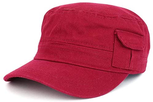 Trendy Apparel Shop Castro Flat Top Army Cap – Navy, Cotton, Side Pocket, Adjustable