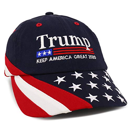Trendy Apparel Shop Trump Embroidered USA Flag and Stars Bill Unstructured Baseball Cap