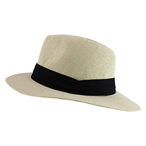 Trendy Apparel Shop Men's Paper Woven Flat Brim Summer Fedora Hat