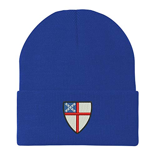 Trendy Apparel Shop Episcopal Shield Embroidered Winter Long Cuff Beanie