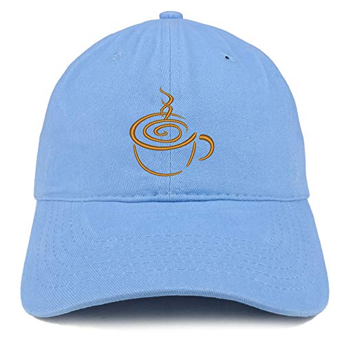 Trendy Apparel Shop Coffee Cup Embroidered Soft Crown 100% Brushed Cotton Cap