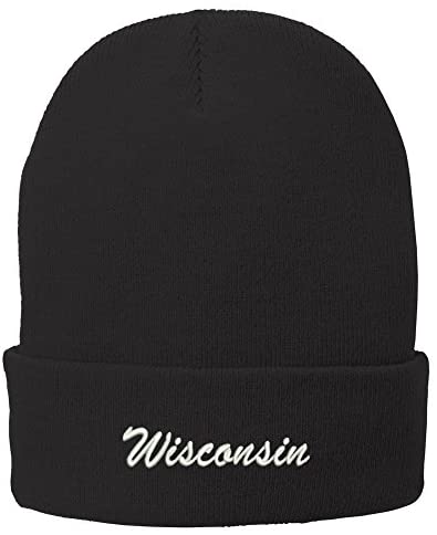 Trendy Apparel Shop Wisconsin Embroidered Winter Folded Long Beanie