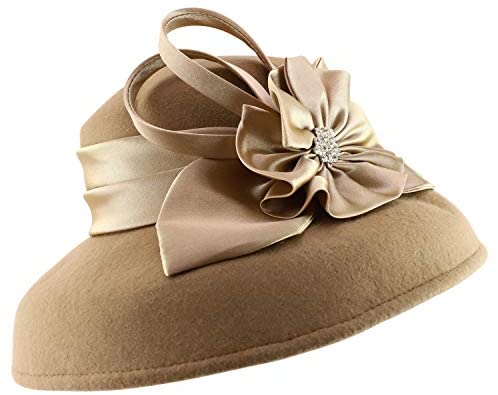 Trendy Apparel Shop Women's Rhinestone Trim Bow Satin Band Wool Dress Hat