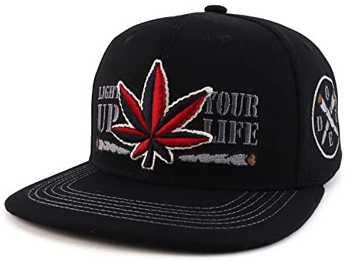 Trendy Apparel Shop Light Up Your Life Marijuana Weed Leaf Flatbill Snapback Cap