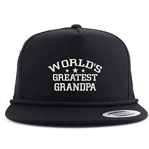Trendy Apparel Shop World's Greatest Grandpa Embroidered 5 Panel Flatbill Braid Snapback Golf Cap