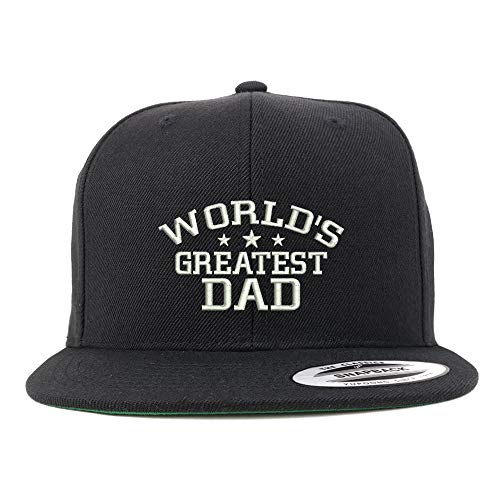 Trendy Apparel Shop Flexfit World's Greatest Dad Embroidered Structured Flatbill Snapback Cap