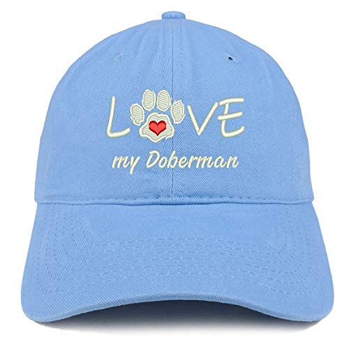 Trendy Apparel Shop I Love My Doberman Embroidered Soft Crown 100% Brushed Cotton Cap