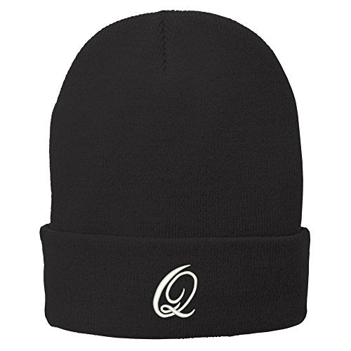 Trendy Apparel Shop Letter Q Embroidered Winter Knitted Long Beanie