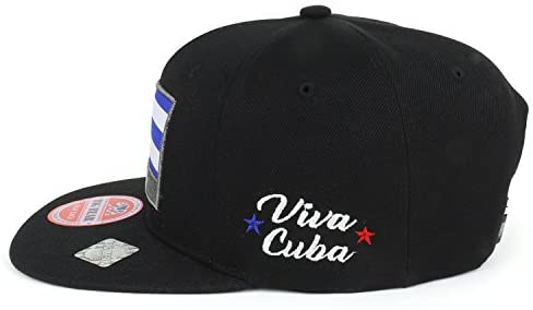 Trendy Apparel Shop Viva Cuba Flag Patch Embroidered Flat Bill Snapback Cap
