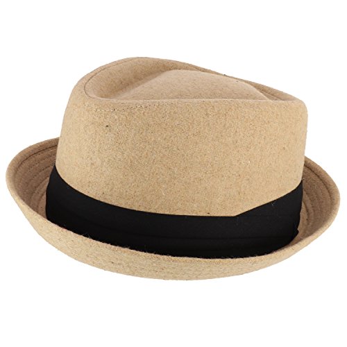 Trendy Apparel Shop Cotton Wool Blend Upbrim Porkpie Fedora Hat