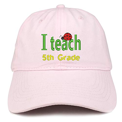 Trendy Apparel Shop I Teach 5th Grade Embroidered Soft Crown 100% Brushed Cotton Cap