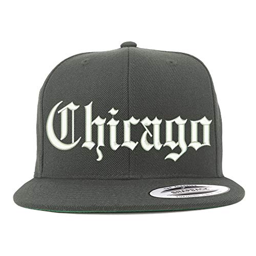 Trendy Apparel Shop Old English Font Chicago City Embroidered Flat Bill Cap