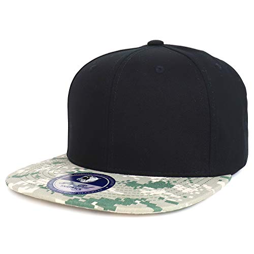 Trendy Apparel Shop Camouflage Designed Military Cotton Flatbill Snabpack Cap