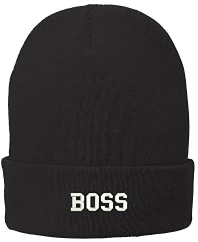 Trendy Apparel Shop Flexfit BOSS College Font Embroidered Winter Knitted Long Beanie