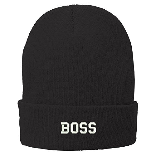 Trendy Apparel Shop Flexfit BOSS College Font Embroidered Winter Knitted Long Beanie