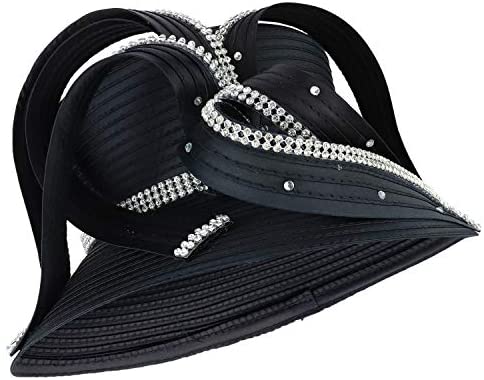 Trendy Apparel Shop Satin Braid Dressy Hat with Rhinestones and Loops