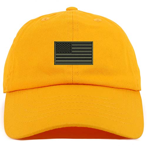 Trendy Apparel Shop Youth Sized Olive American Flag Embroidered Adjustable Unstructured Baseball Cap