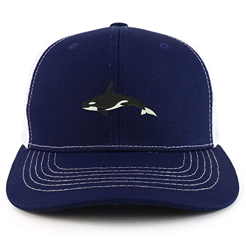 Trendy Apparel Shop Orca Killer Whale Two Tone Mesh Back Trucker Baseball Cap