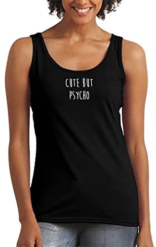 Trendy Apparel Shop Cute But Psycho Printed Women's Premium Relaxed Modern Fit Cotton Tank Top