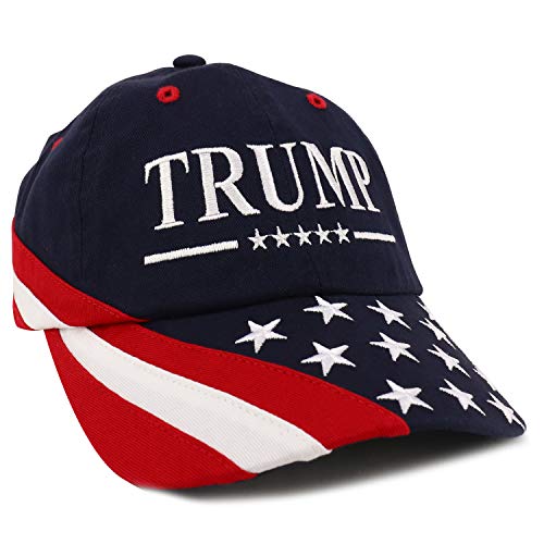 Trendy Apparel Shop Trump Embroidered USA Flag and Stars Bill Unstructured Baseball Cap